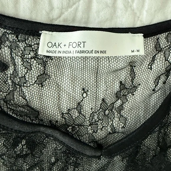 NWOT OAK + FORT Sheer Black Lace Camisole - Picture 2 of 5